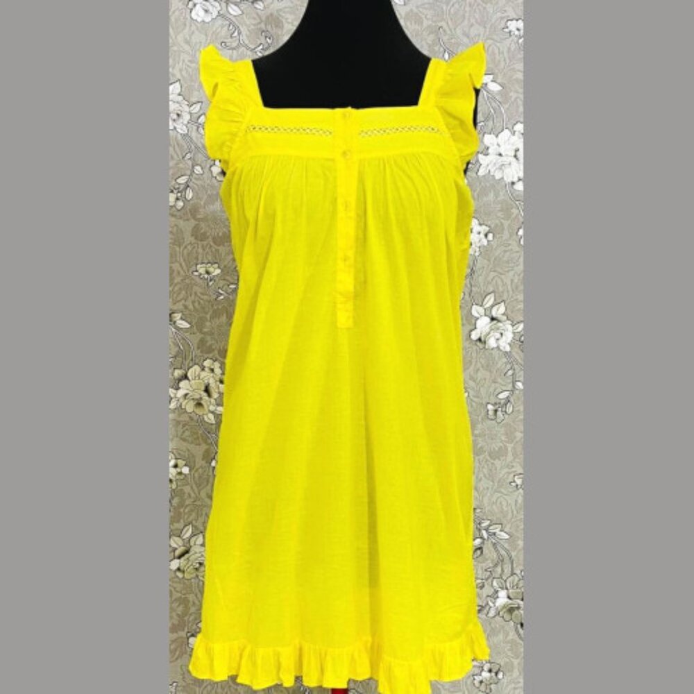 SoieRose 100% Cotton Victorian Nightgown - Canary Yellow - SR-1069